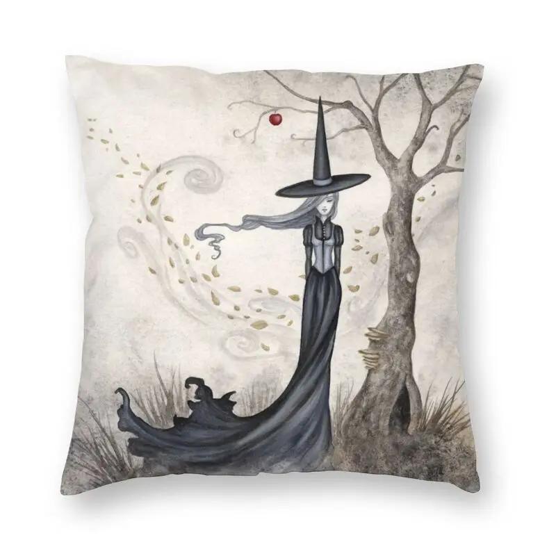 halloween witch crow square pillowcase decoration gothic mystery magic  cushion sofa car   kama casal