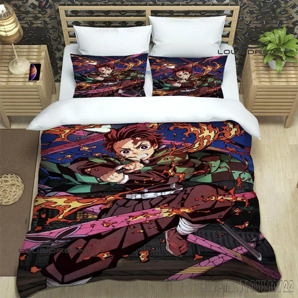 Demon Slayer Printed Duvet Cover Set HD Comforter Cover for Kids Bedding Sets Bedclothes Bedroom Decor