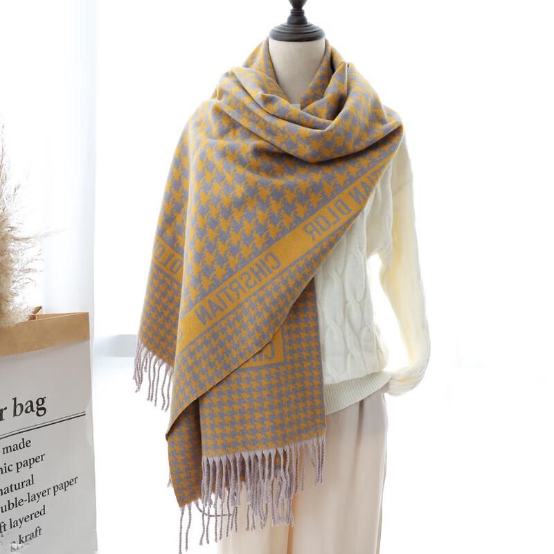 Liangsu Women s Houndstooth Imitation Cashmere Scarf