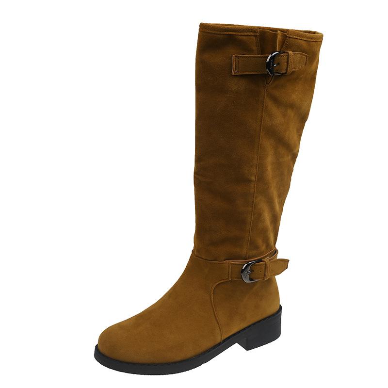 French Retro Belt Buckle Long Knight Boots for Women 2025 New British Style Niche Splicing Large Size High Boots for Women