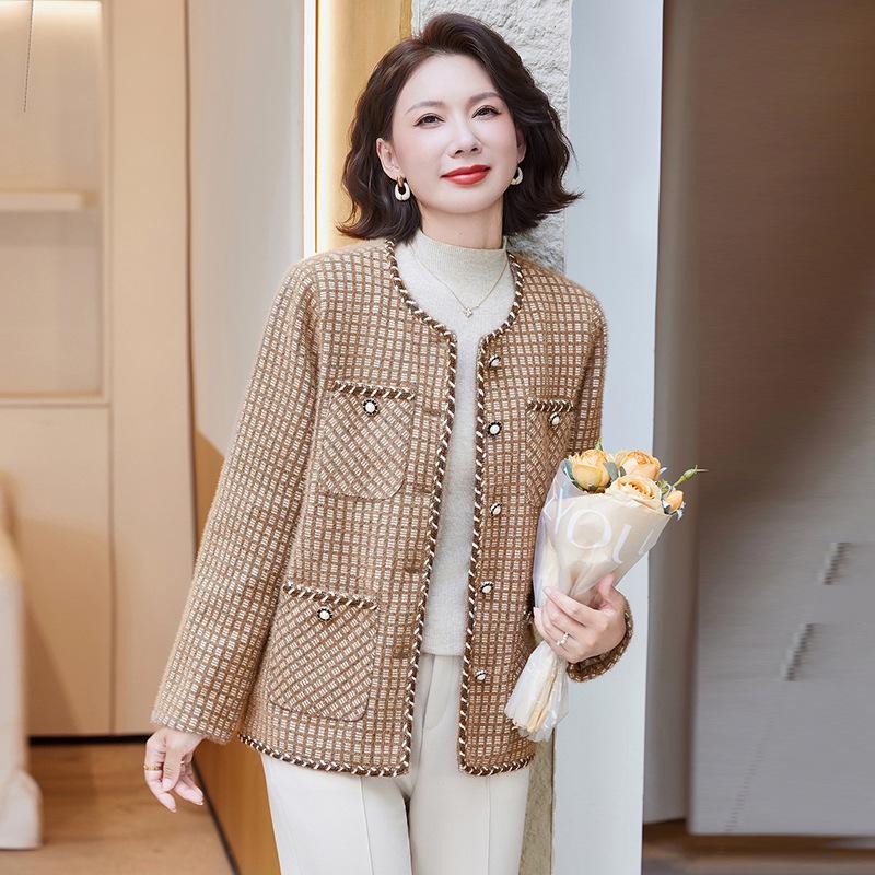 

Стильный осенний клетчатый кардиган для женщин среднего и пожилого возраста - Элегантный ароматный стиль 2XL хаки