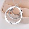 Women Minimalist Three Interlocking Circles Pendant Snake Chain Necklace