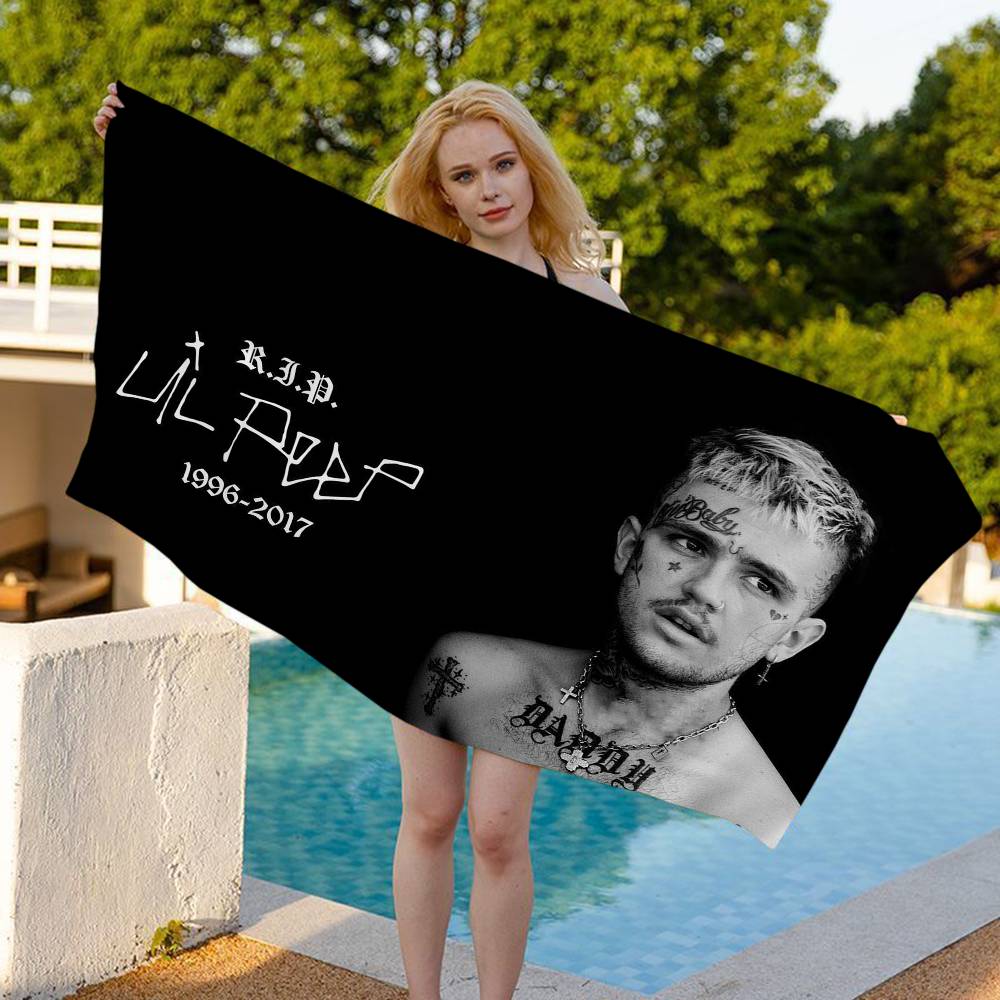 Singer L-Lil Peeps Microfiber Printed Beach Towel Mountain Climbing Yoga Beach Swimming Running Absorbent Soft Towel