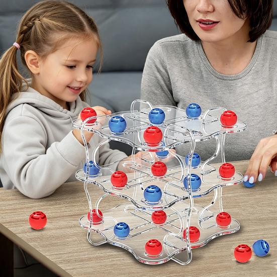 3D Chess Board Game Logic Thinking Training 2 Players Kids Adults Educational Clear 3D Chessboard Toy Toddlers Boys Girls Holiday Gift