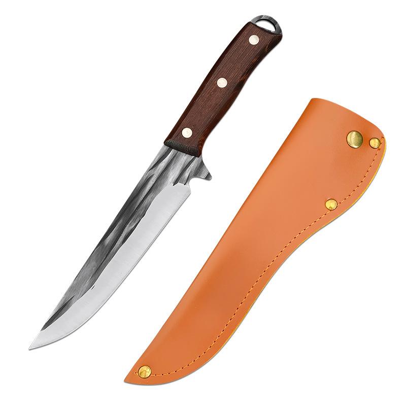Kitchen Boning Knife Forged Meat Cleaver Butcher Knife with Wood Handle Peeling Cutter Fishing Utility Knife with Gift Sheath