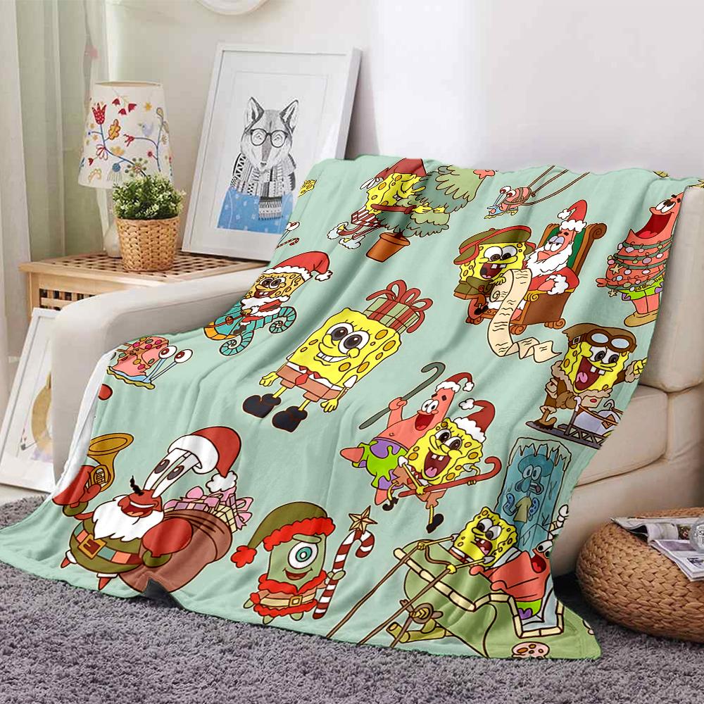 Christmas Spongebob Party Blanket Soft Throw Blanket For Home Bedroom Bed Sofa Travel Office Solid Christmas Blanket