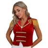 Womens Circus Ringmaster Vest Lapel Sleeveless Tassels Velvet Waistcoat Irregular Hem Button Design Cosplay Costume