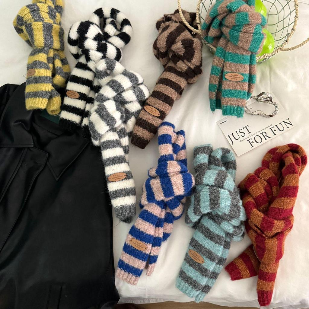 Koreanischer Y2K Colorblock Wollmischschal - Vielseitig & Stilvoll für Damen