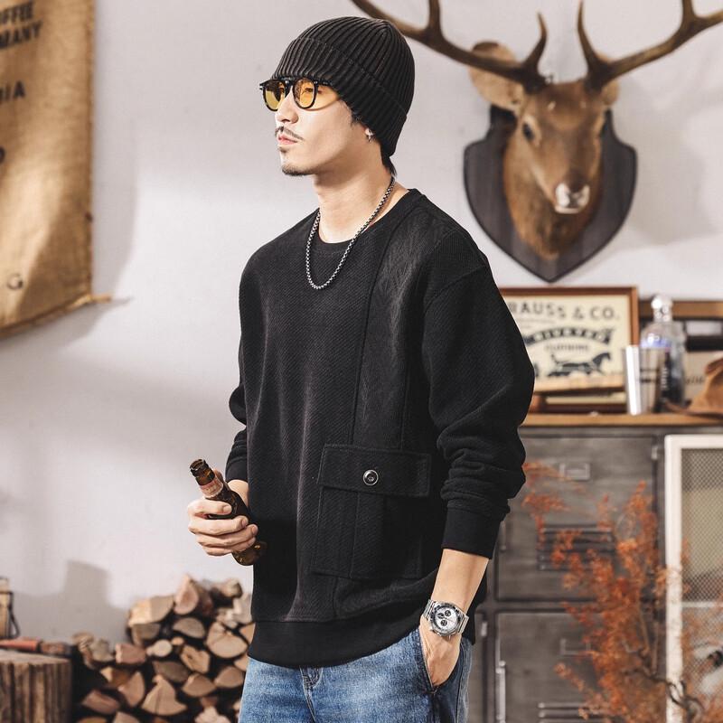 Men's American Retro Heavyweight Jacquard Knit Sweatshirt