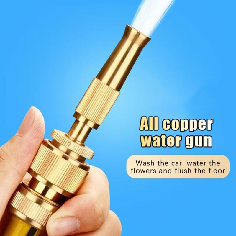 Brass Spray Nozzle Water Gun High Pressure Direct Jet Quick Connecting Device for Washing Cars Watering Plants Garden