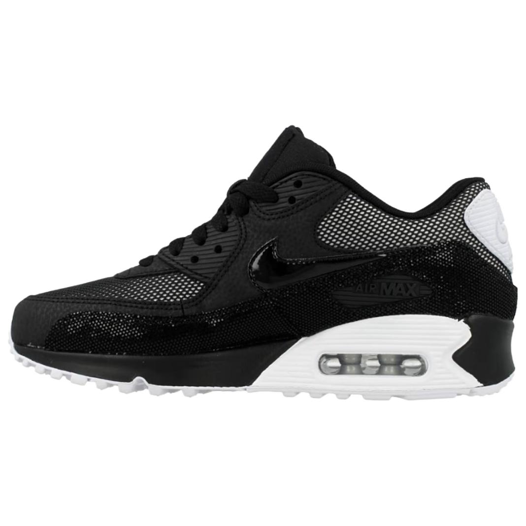 

Nike Air Max 90 Leather Low top Running Shoes Women s Black White 443817-005 36.5