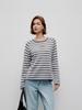 Women's 2026 Spring/Autumn Round Neck 100% Cashmere Knit Outerwear with Striped Letter Design.