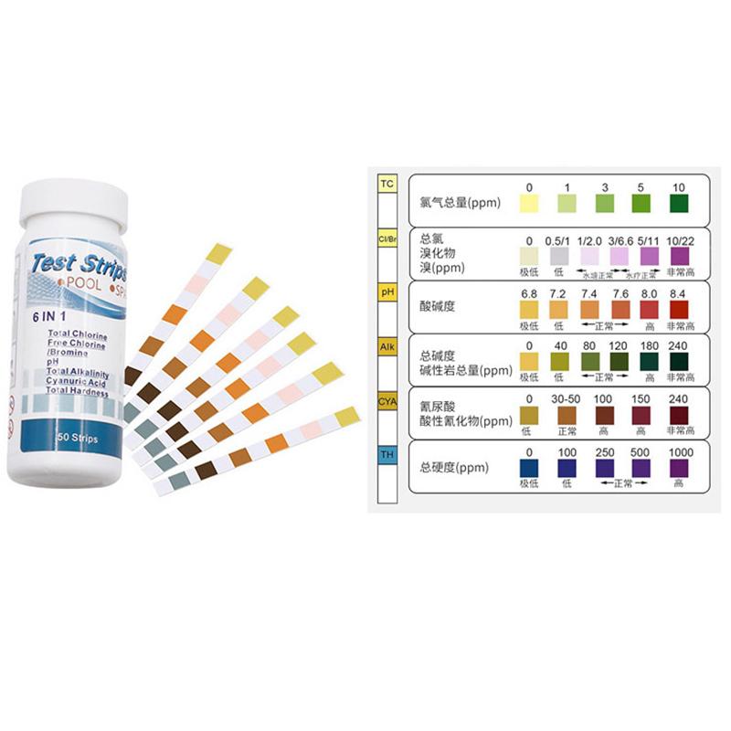 

50 шт./бутылка 6 в 1 многофункциональная тест-полоска для проверки качества воды