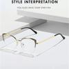 Cat's Eye Half Frame Anti-blue Light Level Glasses Female Ins New Snakeskin Pattern Metal Glasses Frame Computer Goggles