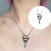 Edgy Necklace Black Rope Chain Gothic Heart Charm Pendant Neckwear Punk Jewelry Gift for Her