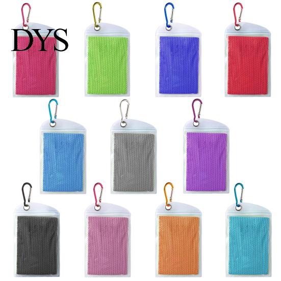 Outdoor Sports Cooling Accessory 100x30cm Unisex Towel, Portable Wrap with Carabiner, Breathable Polyester Cloth Instant Chill Towel for Workout