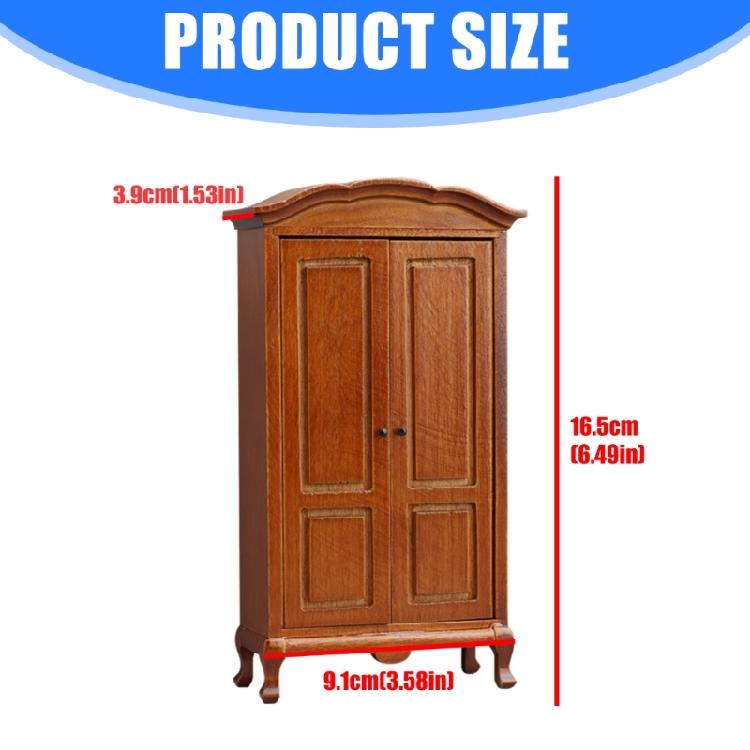 Detailed Miniature Wardrobe Model Figurine 1/12 Scale Doll House Furniture Wooden Storage Cabinet with Openable Door