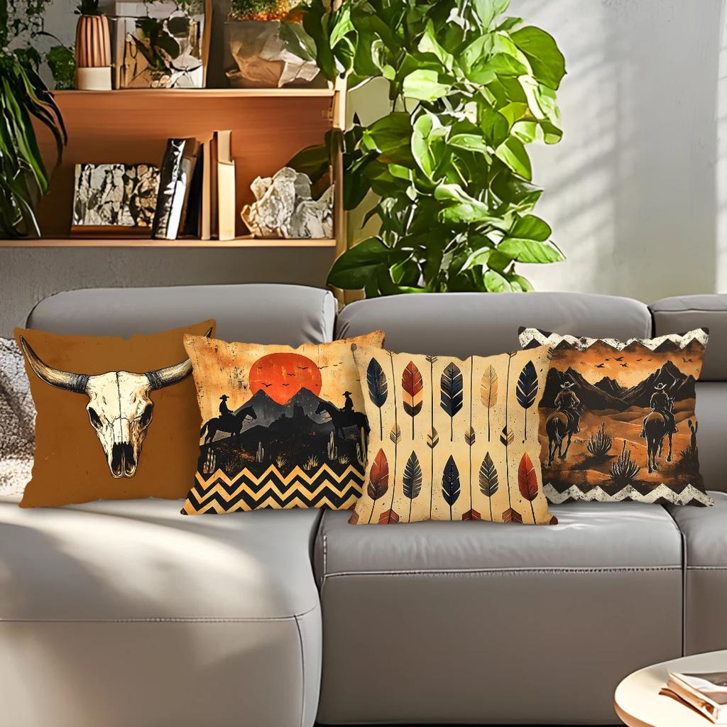 Western Cowboy Cushions Pillowcase Printed Polyester 45x45cm Throw Pillow Cover Decorative Sofa Cushions Pillowslip Home Decor
