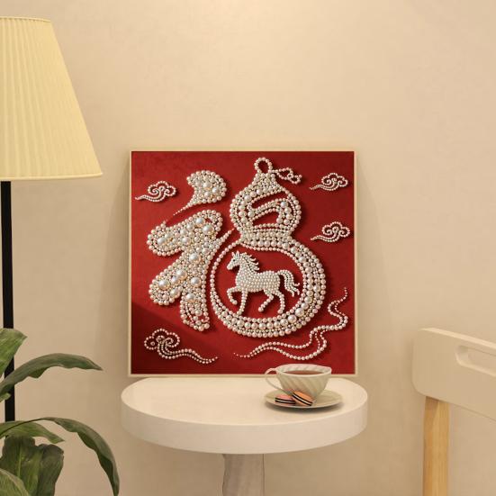 DIY Sada pro malování perlami pro dospělé Začátečníky Designy koní 3D perlové umění Řemeslná sada Předtištěné plátno Sada plastových per pro dekoraci na Nový rok Nápad na dárek