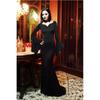 Morticia Addams Vintage Gothic Black Long Sleeve Dress