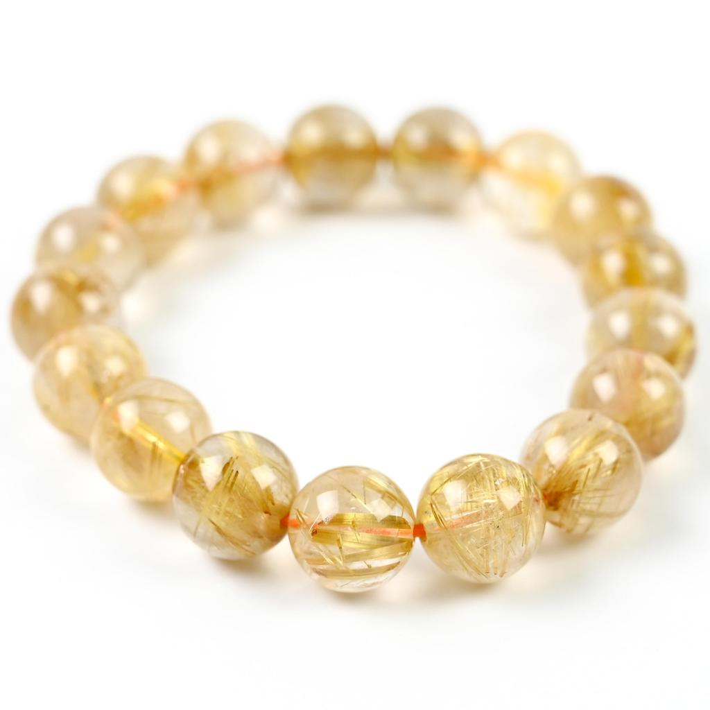 Jewelry Town Shosenkyo Rutilated Quartz 13mm 18cm Inner Power Stone for Good Fortune and Career [Eigado] Bracelet, Beads, Diameter,