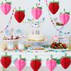14 Pieces 6 Inches Strawberry Honeycomb Birthday Party Decorations Paper Strawberry Ball Tissue Shortcake Party Decorations for Girls Baby Shower