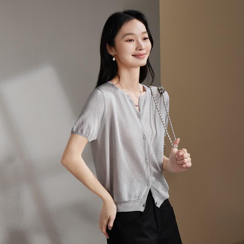 SOFSIL Women s V-Neck Short Sleeve Knit Cardigan XL