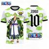 One Piece Roronoa Zoro #10 T-Shirt, Men Women  Short Sleeve Casual Anime Streetwear Tee Summer quick-drying sports jersey