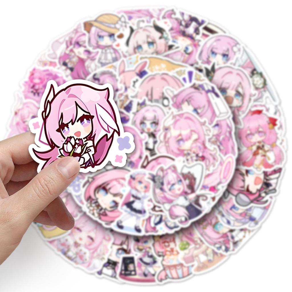50 Cute Elysia Honkai Impact 3 Stickers: Game-Themed Mochi Decorations for Water Cups, Stationery, and Computers