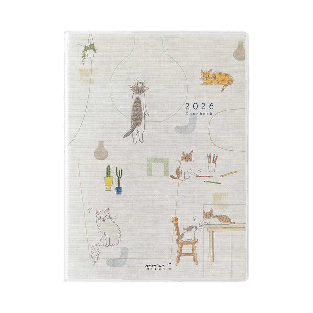 Midori Pocket Diary, 2026, A6, Weekly, Cat Pattern, 22367006 (Starts January 2026)