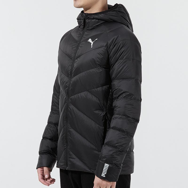 Puma Logo Solid Warm Hooded Down Jacket Men Outerwear Black 846292-01