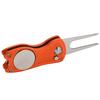 Golf Green Fork Stainless Steel Foldable Golf Divot Repair Tool with Button MagneticOrange