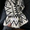 Polyester Diamond Pattern Scarf Cold Proof Fall Winter Scarf Thick Knitted Scarf  Casual Wear