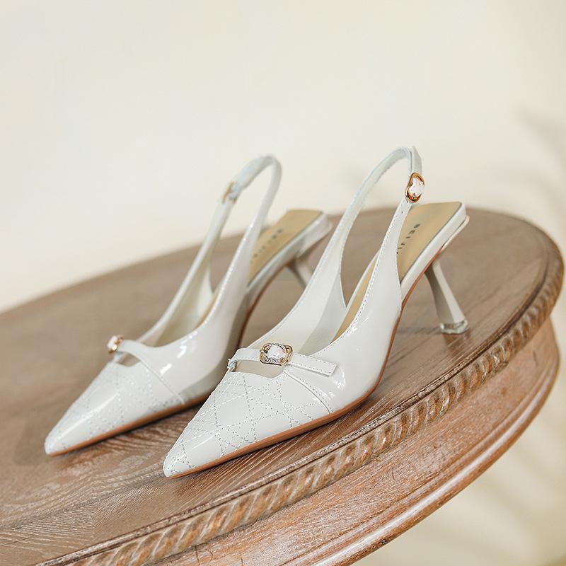 Women's Stiletto SandalsPointed Single Shoe Female Patent Leather Solid Color Fashion Simple All-match Womens Shoes Autumntime