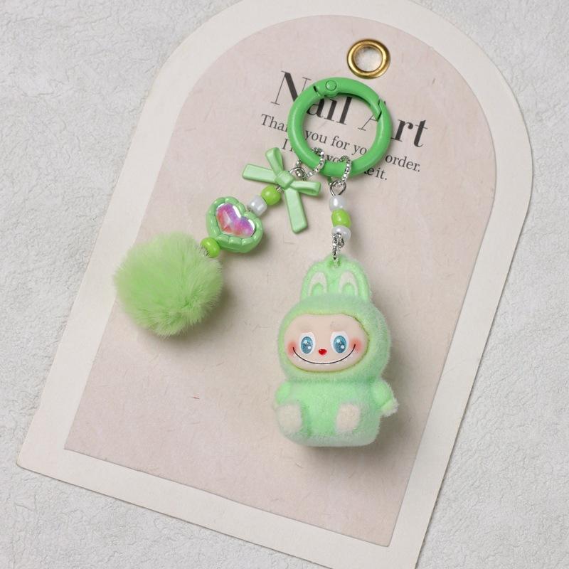 Doll Flocking Rabbit Student Lanyard Keychain Cute Bag Pendant Cute