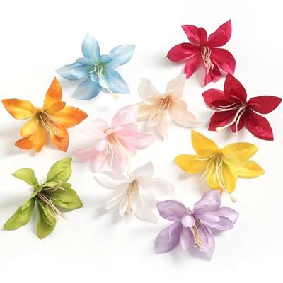 10Pcs Silk Artificial Lily Flower DIY Bouquet Handmade Fake Flowers Materials Silk Artificial Flowers Head