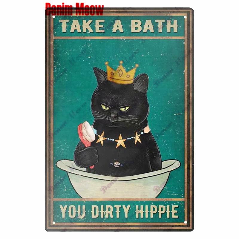 Vintage Metal Tin Sign for Home Decoration Once A Time There Was a Girl Cats Toilet Bathroom New Arrival WY