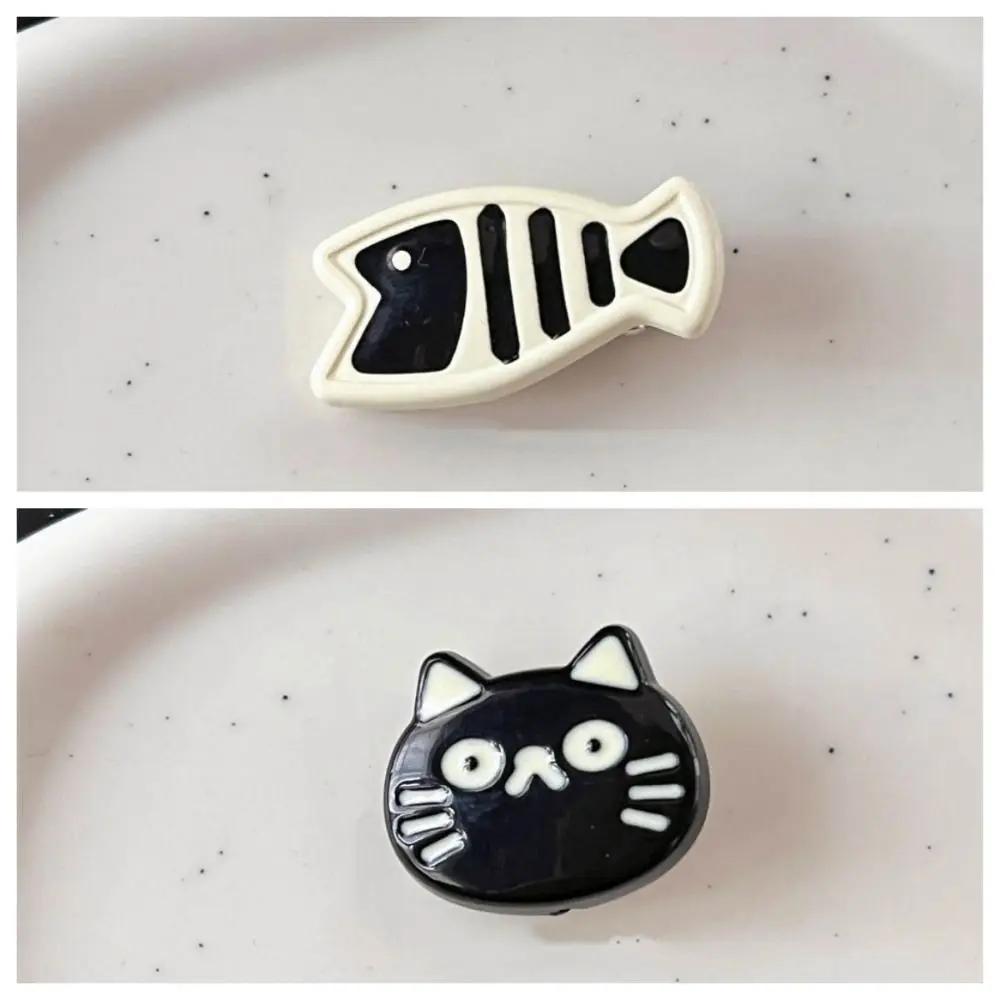 Fashionable Cute Cartoon Black Cat Small Fish Duckbill Clip Hairpin Hair Accessory Sweet Girl Style Forehead Hair Clip Edge Clip