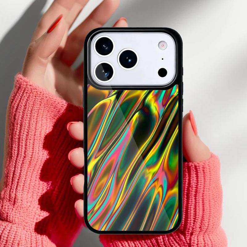 Holographic Dope Trippy Print Phone Case for iPhone 17 16 15 14 13 Pro Max Back Cover for 12 11 Pro Coque