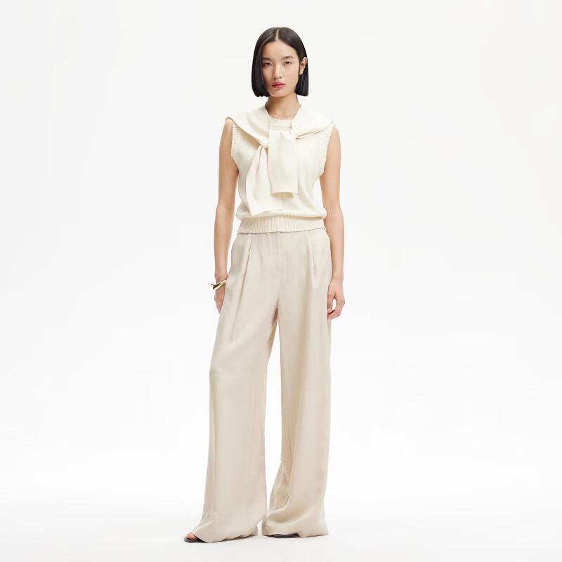 VEROMODA 2025 Spring Lyocell-Linen Blend Drawstring Straight Leg Pants