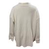 Women's Solid Color Loose  Sleeve  Knitted Button Shirt Frayed Hem Top