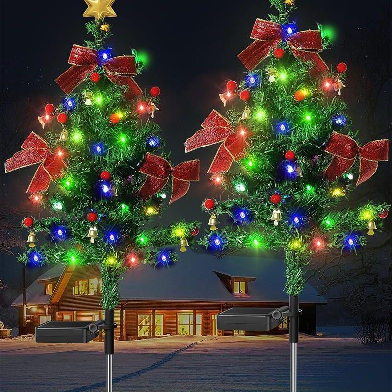 Non-Toxic Chriatmas Tree Solar Colour Light Festival Holidays Atmosphere Inserted Solar Lamp Outdoor Lawn Courtyard Led Decoration Lights