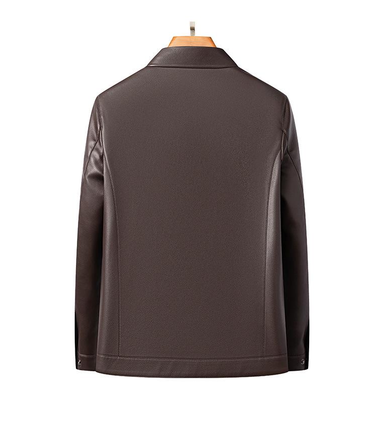 2026 Spring Men's Casual Sheepskin Leather Jacket with Stand-up Collar