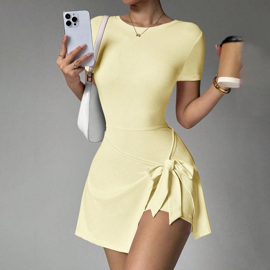 European And American Anti-Light Fake Two-Piece Sports Dress Slim Back Tennis Dress Sports Women'S Yoga Tennis Skirt