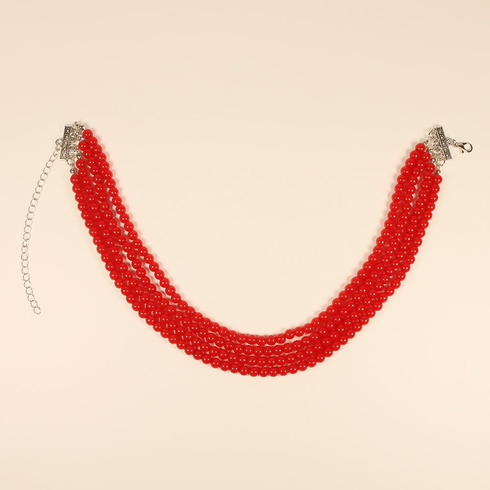 

French elegant necklace, pearl temperament light luxury necklace fashion dinner party item червоний