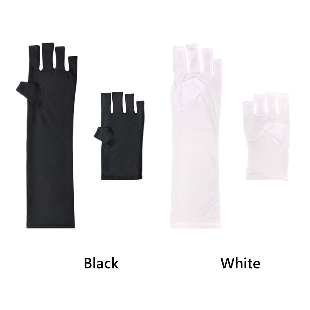 Black White Nail UV Blocking Gloves Polyester Nail Painting Gloves Nail Art Glove  Nail Art