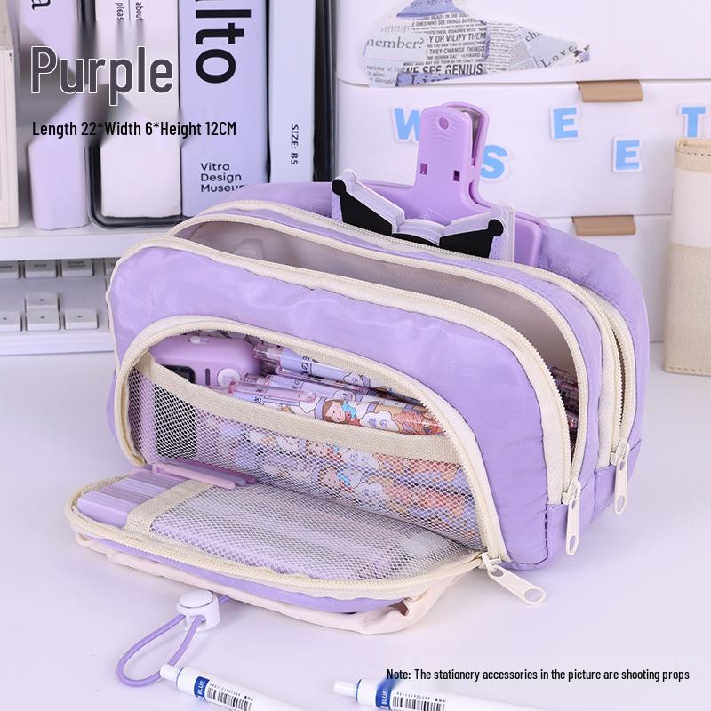 Five-Layer High-Capacity Pencil Case for Girls - Stylish, Retractable, Ideal for Primary and Middle School Students.