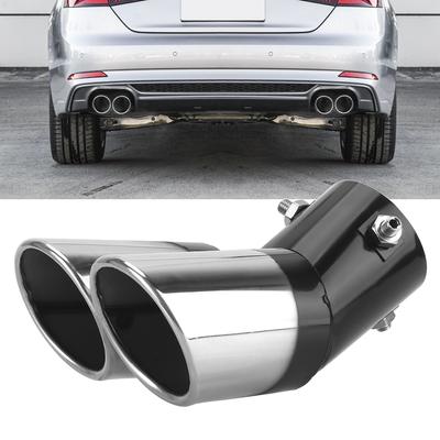 Car Exhaust Trim Muffler Pipe Tail Stainless Steel Curved Double Outlet Car Decoration Chrome Tail Pipe
