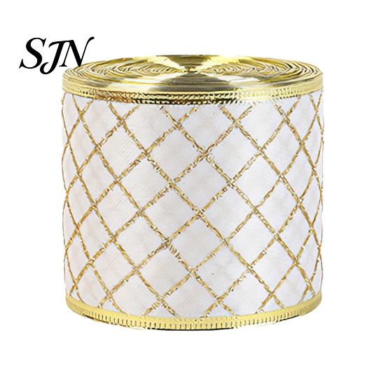 Festival Atmosphere Ribbon for Home Decor 2.5" x 2.2 Yards Gold Sheer Christmas Tree Decoration and Crisp Edge Wreath Making Gift Wrapping,