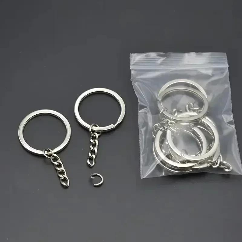 50/500pcs Silver Plated Metal Blank Keyring Keychain Split Key Rings with Chain Climbing Buckles Carabiner Keychain Accessories